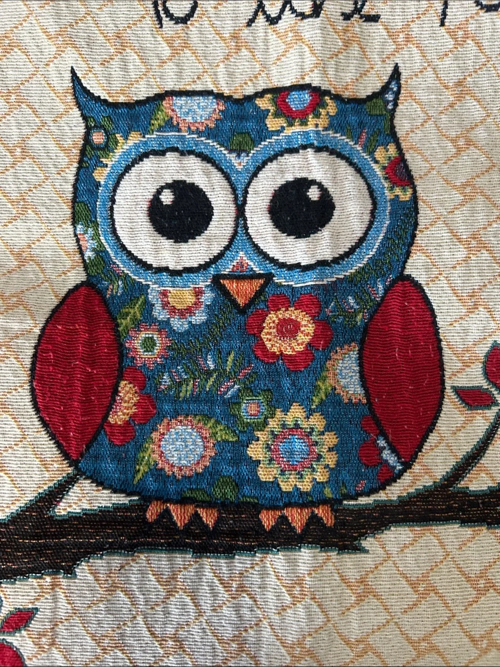 Whimsical Owl Decorative Pillow Covers - Neutral, Red, Teal Accents